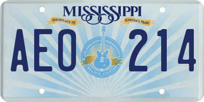 MS license plate AEO214