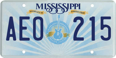 MS license plate AEO215