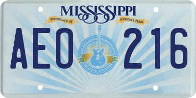 MS license plate AEO216