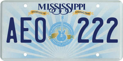 MS license plate AEO222