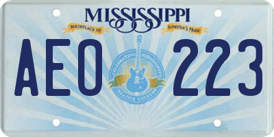 MS license plate AEO223