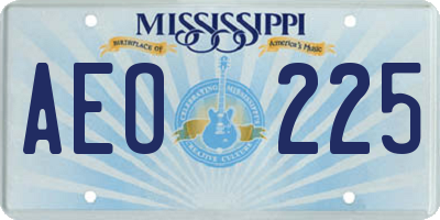 MS license plate AEO225