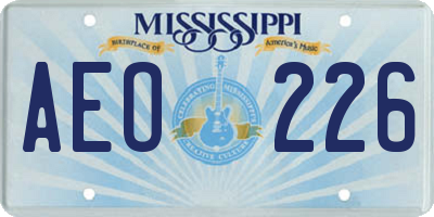 MS license plate AEO226