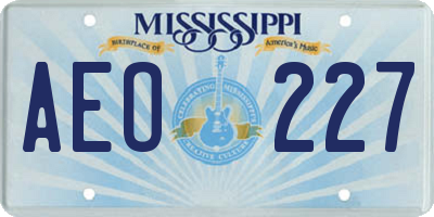 MS license plate AEO227