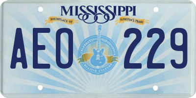 MS license plate AEO229