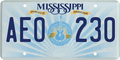 MS license plate AEO230