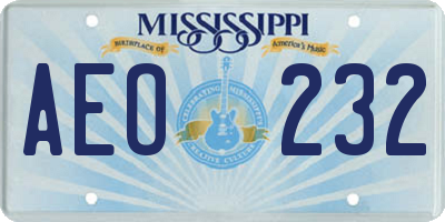 MS license plate AEO232