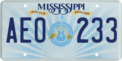MS license plate AEO233
