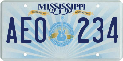 MS license plate AEO234