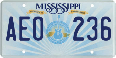 MS license plate AEO236