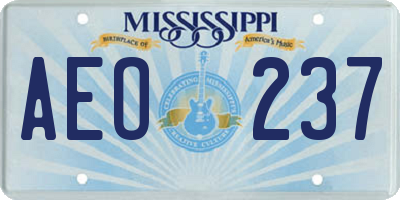 MS license plate AEO237