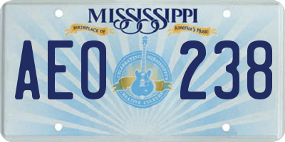 MS license plate AEO238