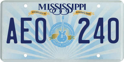 MS license plate AEO240