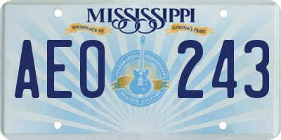 MS license plate AEO243