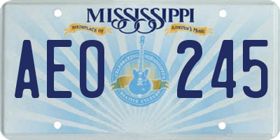 MS license plate AEO245