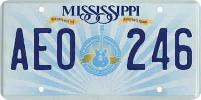MS license plate AEO246