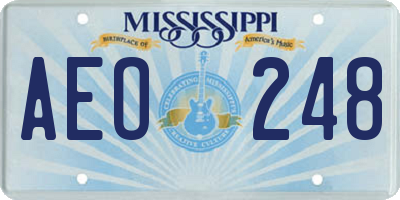MS license plate AEO248