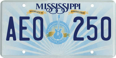 MS license plate AEO250