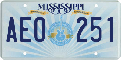 MS license plate AEO251