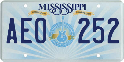 MS license plate AEO252