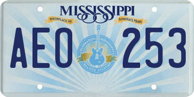 MS license plate AEO253