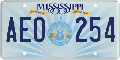 MS license plate AEO254