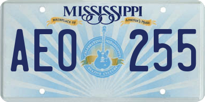 MS license plate AEO255