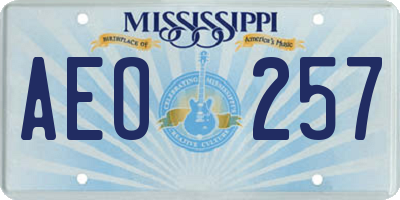 MS license plate AEO257
