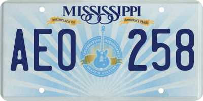 MS license plate AEO258
