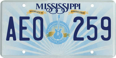 MS license plate AEO259