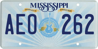 MS license plate AEO262