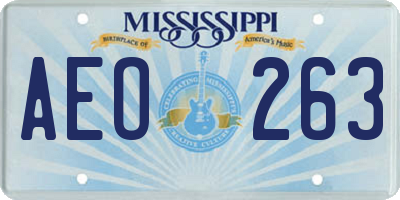 MS license plate AEO263
