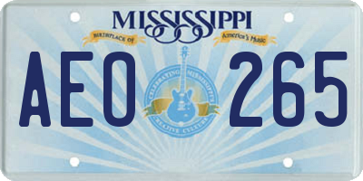 MS license plate AEO265
