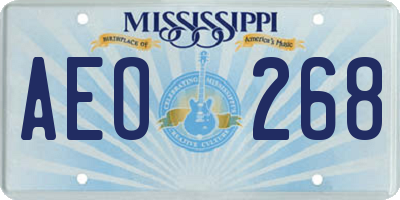 MS license plate AEO268