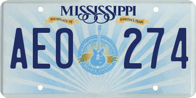 MS license plate AEO274