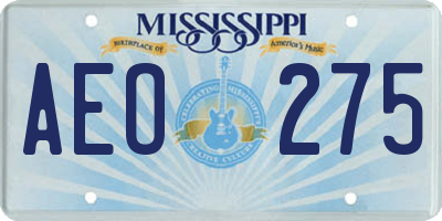 MS license plate AEO275