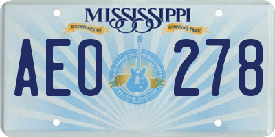 MS license plate AEO278