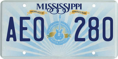 MS license plate AEO280