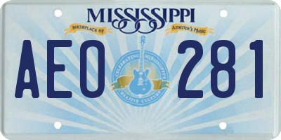 MS license plate AEO281