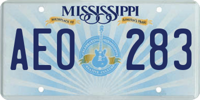 MS license plate AEO283