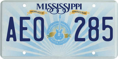 MS license plate AEO285