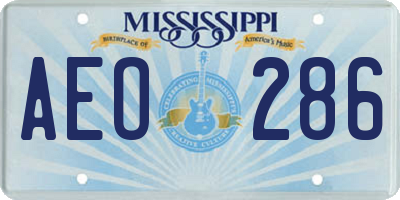 MS license plate AEO286