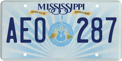 MS license plate AEO287