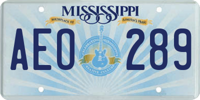 MS license plate AEO289