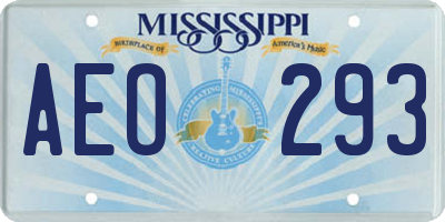MS license plate AEO293