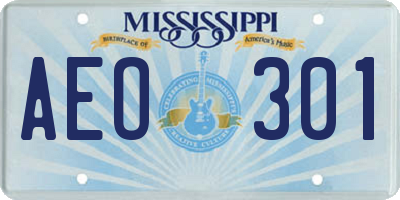 MS license plate AEO301