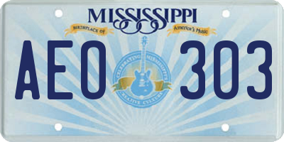 MS license plate AEO303