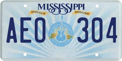 MS license plate AEO304