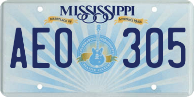 MS license plate AEO305