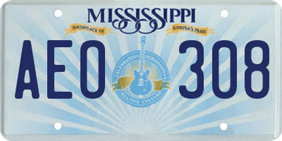 MS license plate AEO308